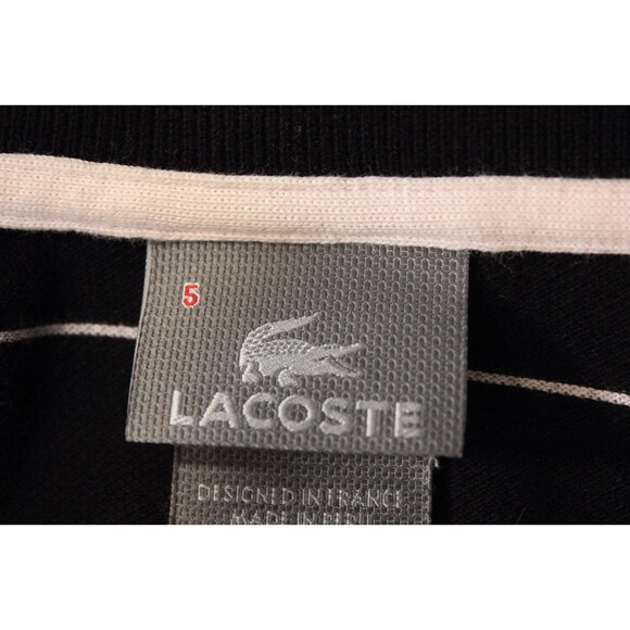 Lacoste Polo Shirt Black Striped Cotton Gray ALLIGATOR Sz 5 Us Sz M - Picture 8 of 10